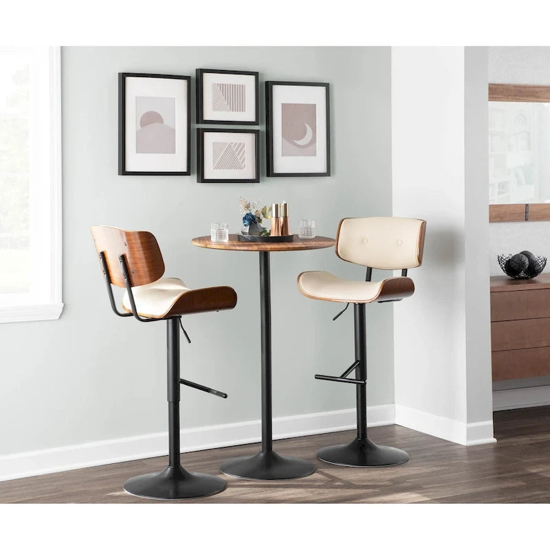Adjustable Bar Stool with Straight T Footrest (Set of 2)