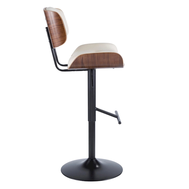Adjustable Bar Stool with Straight T Footrest (Set of 2)