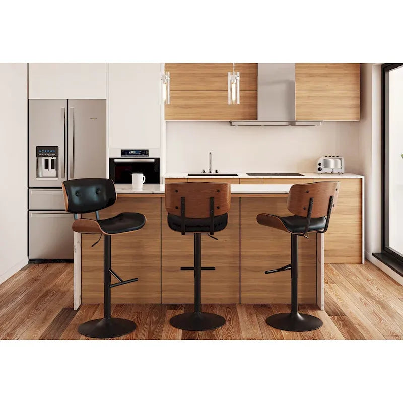 Adjustable Bar Stool with Straight T Footrest (Set of 2)
