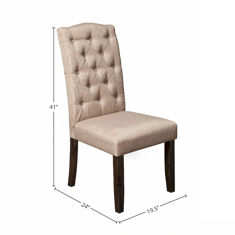 Set of 2 Button Tufted Parson Chairs - Salvaged Grey - 19.5Wx24Dx41H