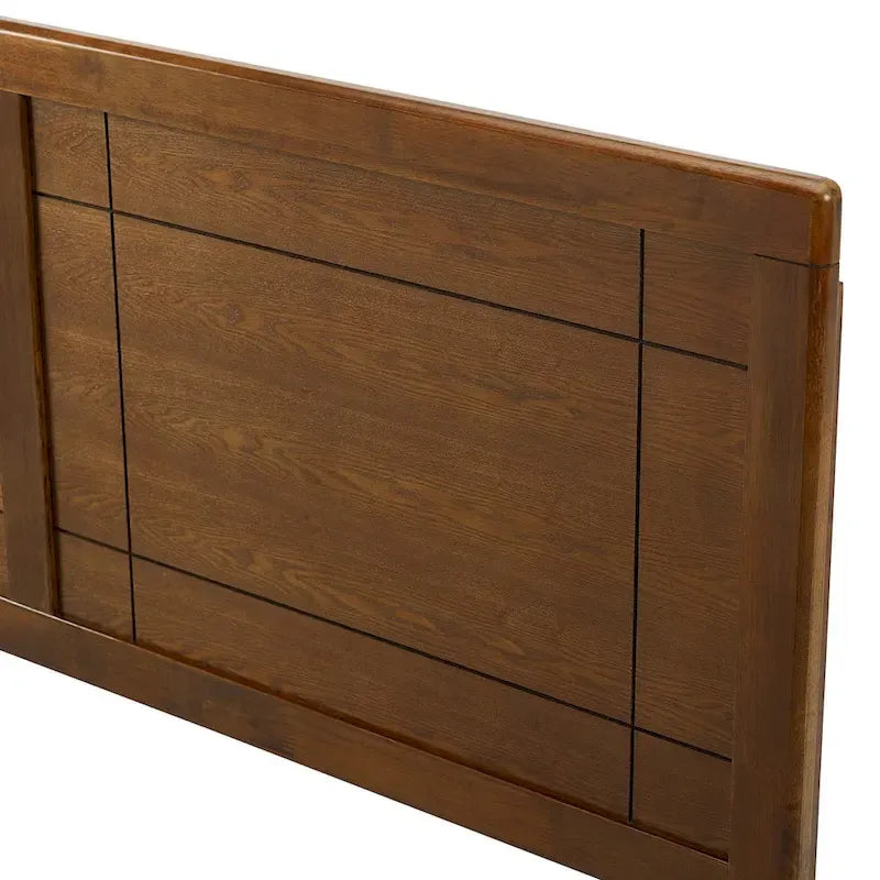 Country Style Full Size Walnut Wooden Headboard