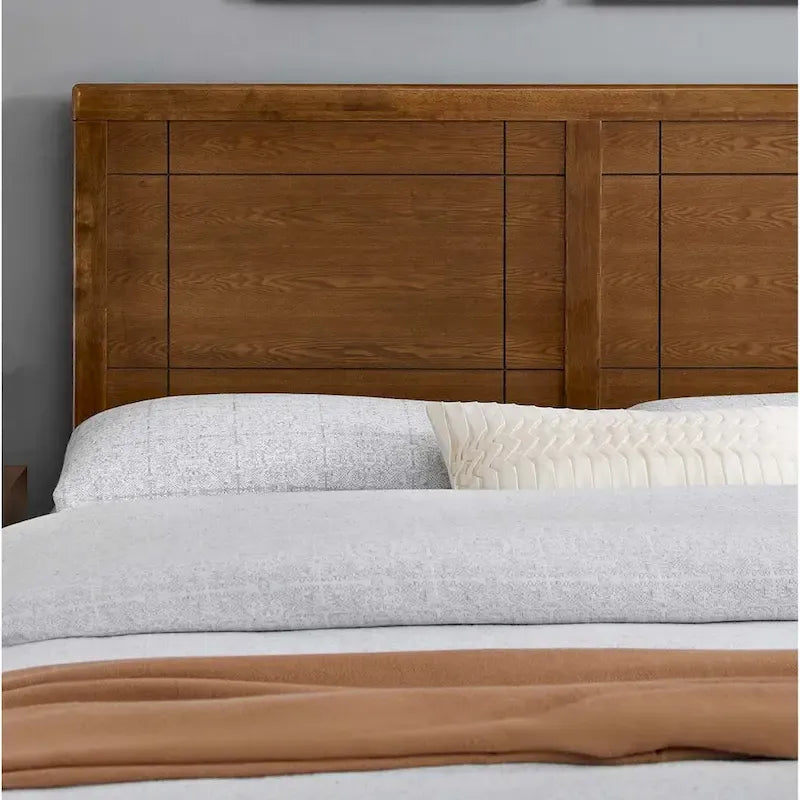 Country Style Full Size Walnut Wooden Headboard