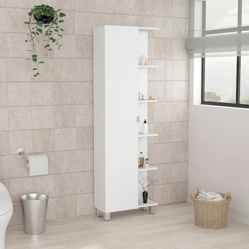 Mirror Linen Cabinet with 4Interior Shelves and 5 External Shelves