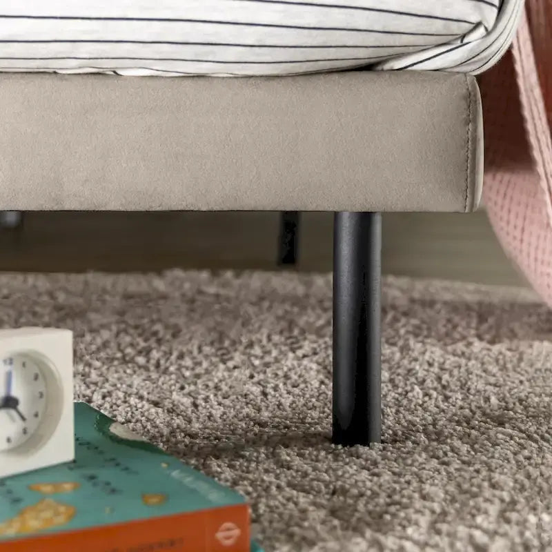 Latte Velvet Upholstered Platform Bed Frame with Split Headboard