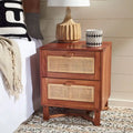 2-Drawer Rattan Accent Table Nightstand
