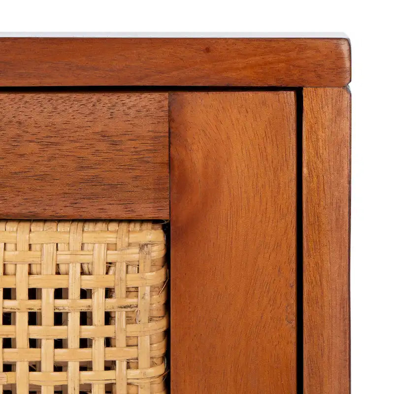 2-Drawer Rattan Accent Table Nightstand
