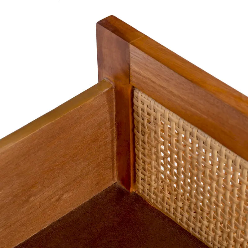 2-Drawer Rattan Accent Table Nightstand
