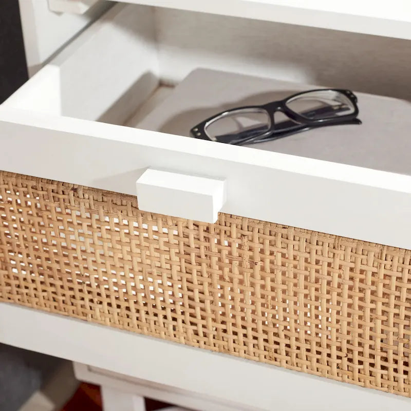 2-Drawer Rattan Accent Table Nightstand