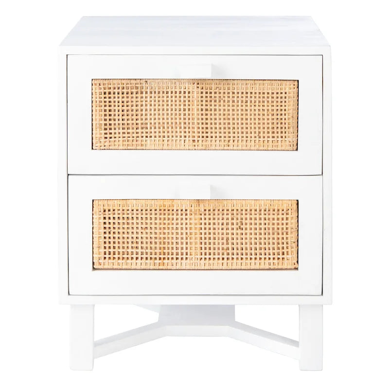 2-Drawer Rattan Accent Table Nightstand