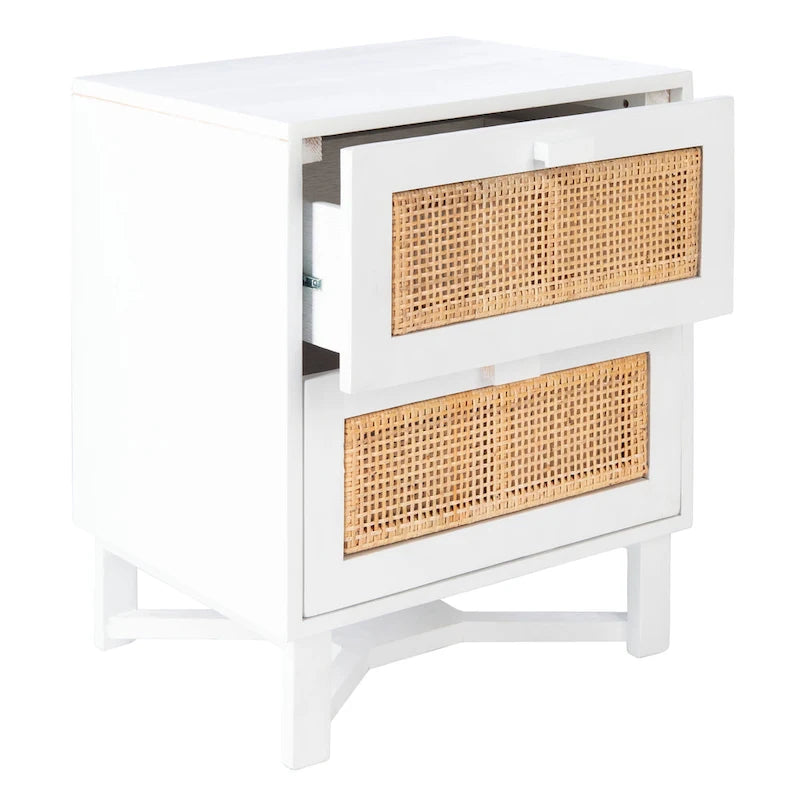 2-Drawer Rattan Accent Table Nightstand