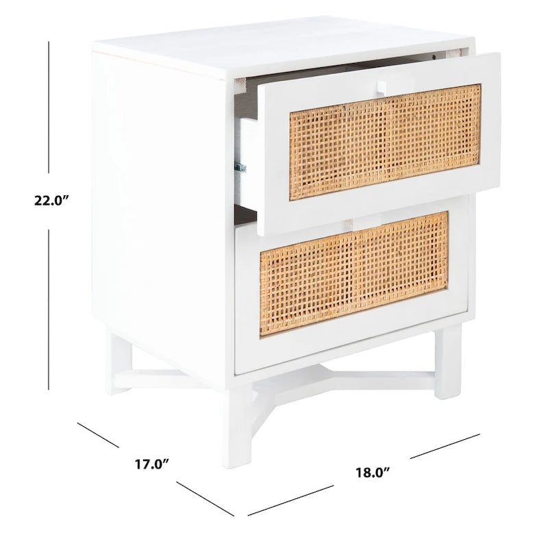 2-Drawer Rattan Accent Table Nightstand