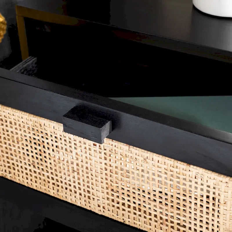 2-Drawer Rattan Accent Table Nightstand