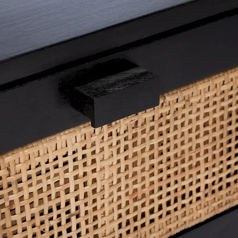 2-Drawer Rattan Accent Table Nightstand