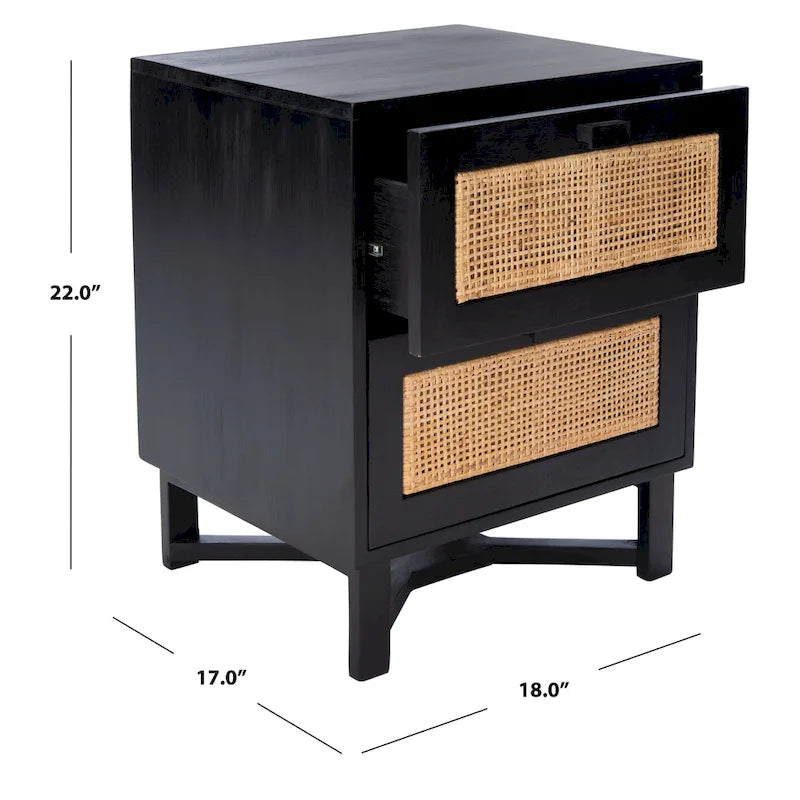 2-Drawer Rattan Accent Table Nightstand