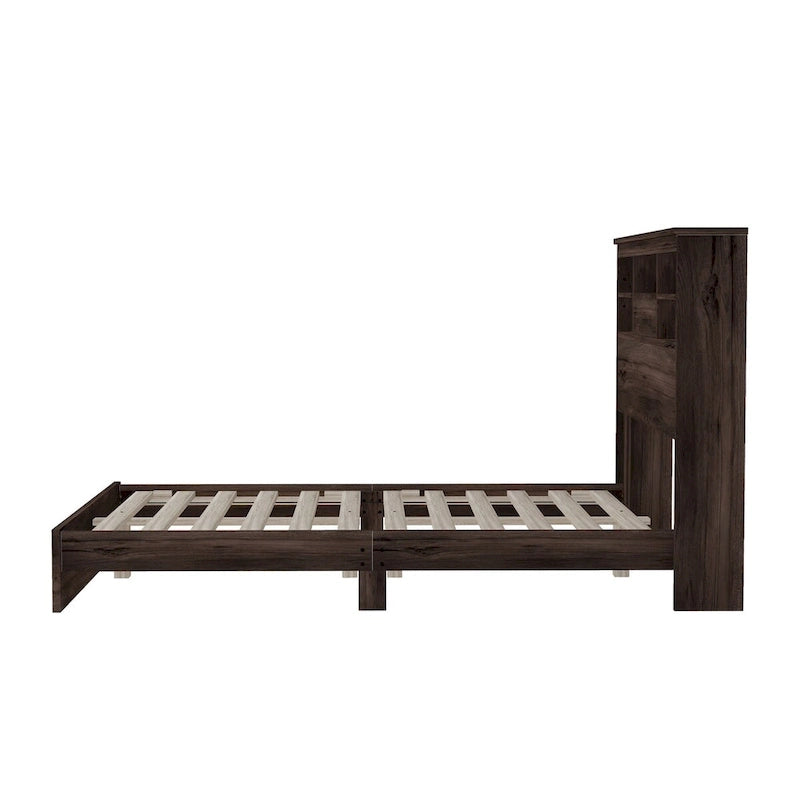 4-Pieces Bedroom Sets Queen Size Wooden Bed with 2 Nightstands and 1 Dresser