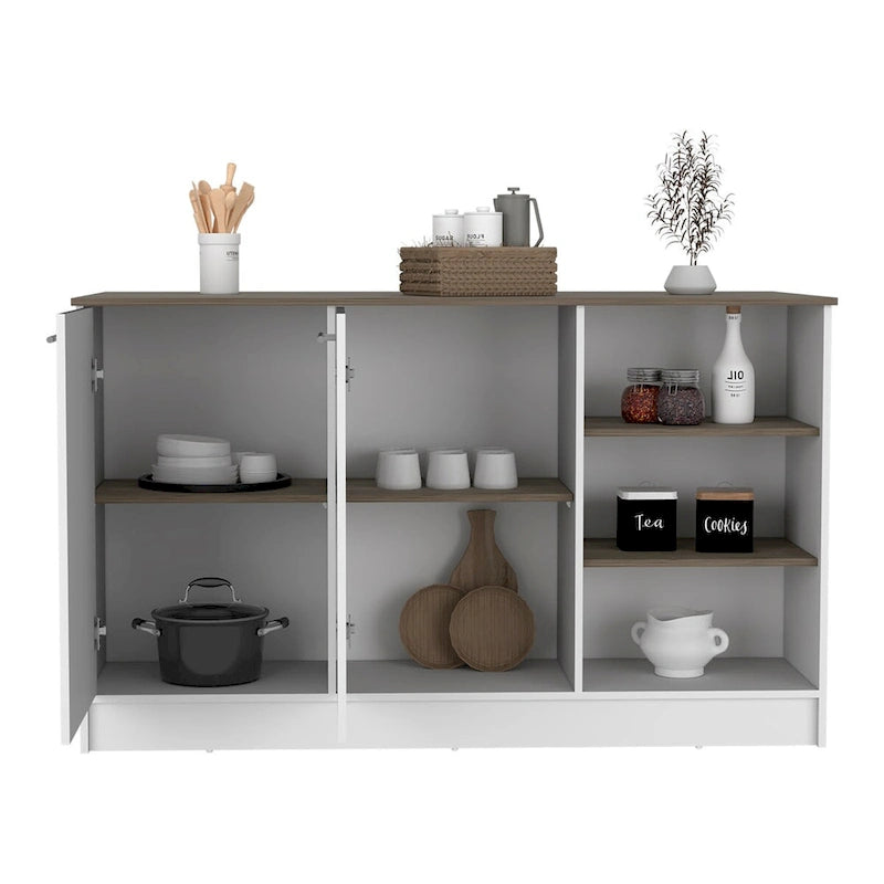 Kitchen Island for Dining Room, Kitchen, White / Dark Brown