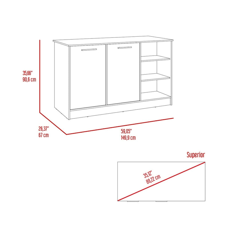 Kitchen Island for Dining Room, Kitchen, White / Dark Brown