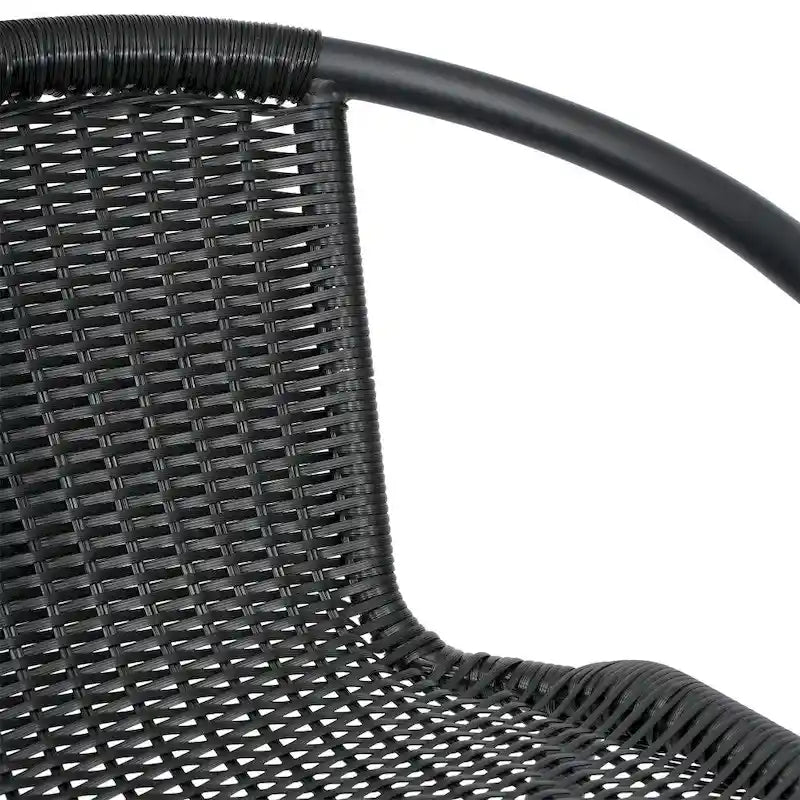 Commercial Indoor-Outdoor Rattan Restaurant Barstool with Aluminum Frame-Set of 4