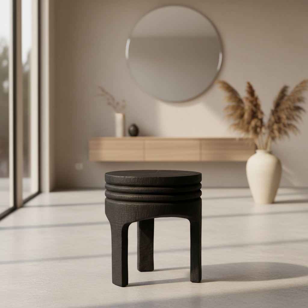 Paulownia Wood Carved Stool