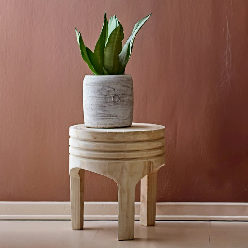 Paulownia Wood Carved Stool