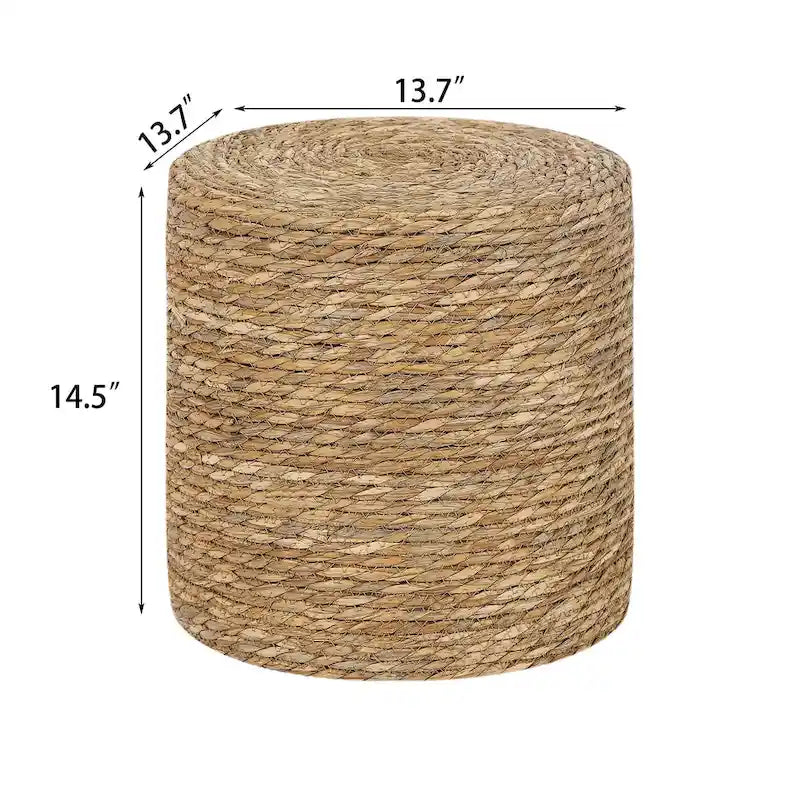Round Ottoman Natural Cattail Hand Weave Foot Stool