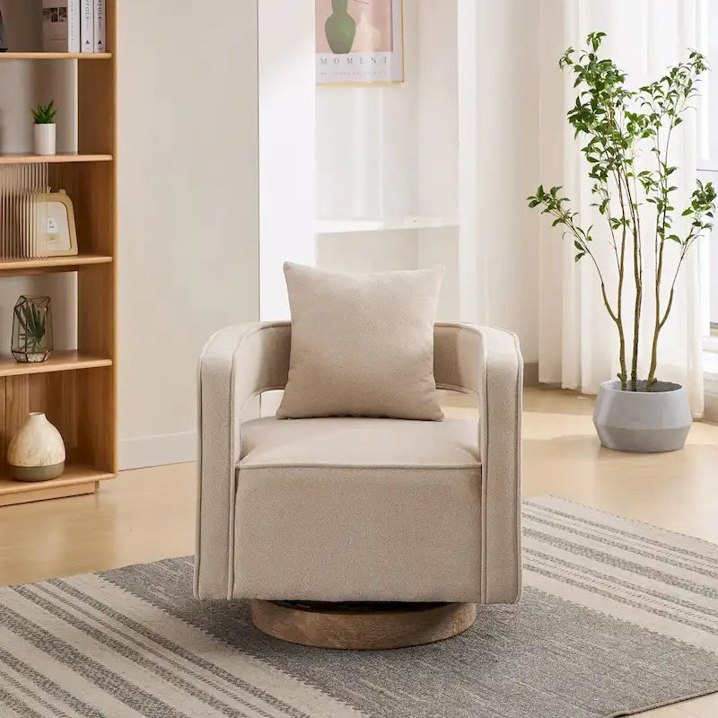 29.1W Swivel Accent Open Back Chair With Weathered Base