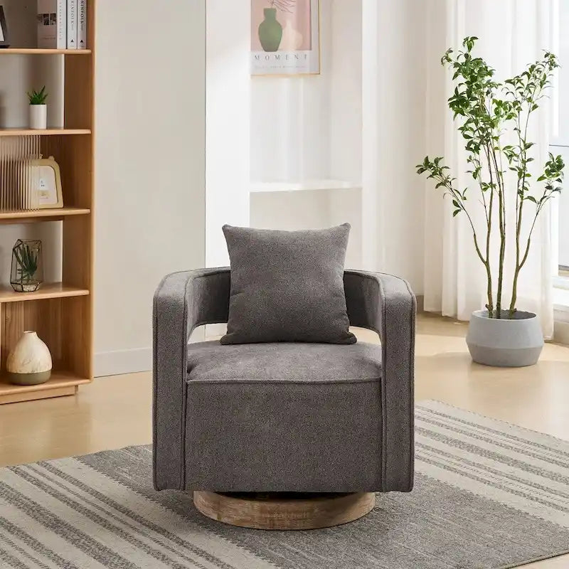 29.1W Swivel Accent Open Back Chair With Weathered Base