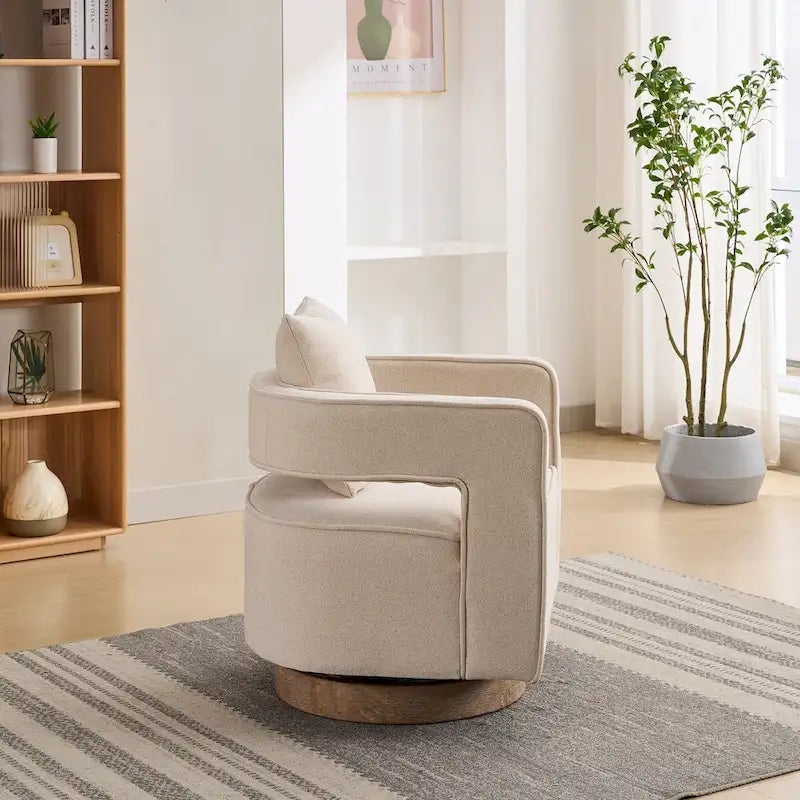 29.1W Swivel Accent Open Back Chair With Weathered Base
