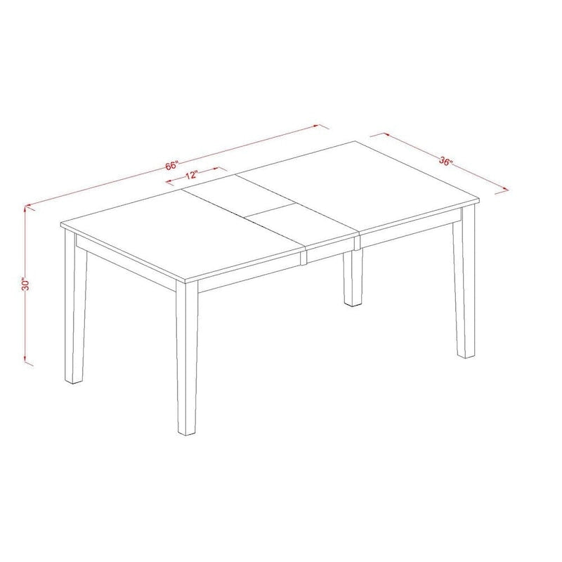 Nicoli Modern Dining Table - Rectangle Kitchen Table Top with Butterfly Leaf (Finish Color Options)