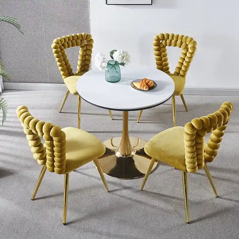 Modern Chair(set of 4 ) with Iron Tube Legs, Soft Cushions and Comfortable Backrest, Suitable for Dining Room, Living Room