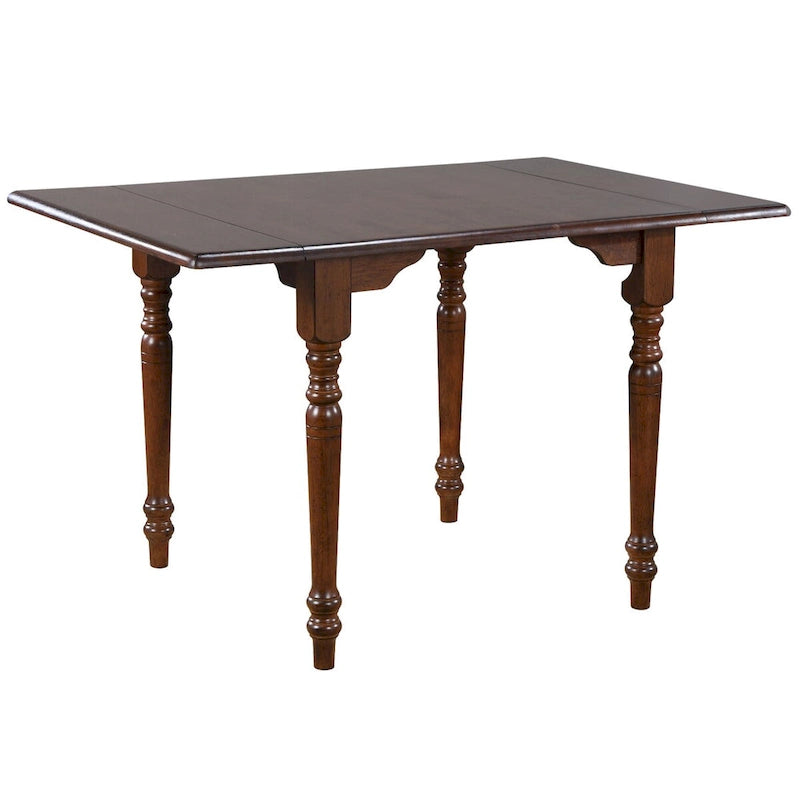 3-Piece Solid Wood Top Distressed Chestnut Brown Dining Table Set with Expandable Drop Leaf and Napoleon Chairs
