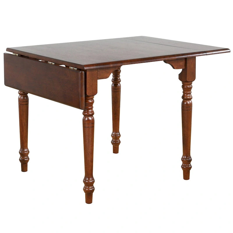3-Piece Solid Wood Top Distressed Chestnut Brown Dining Table Set with Expandable Drop Leaf and Napoleon Chairs