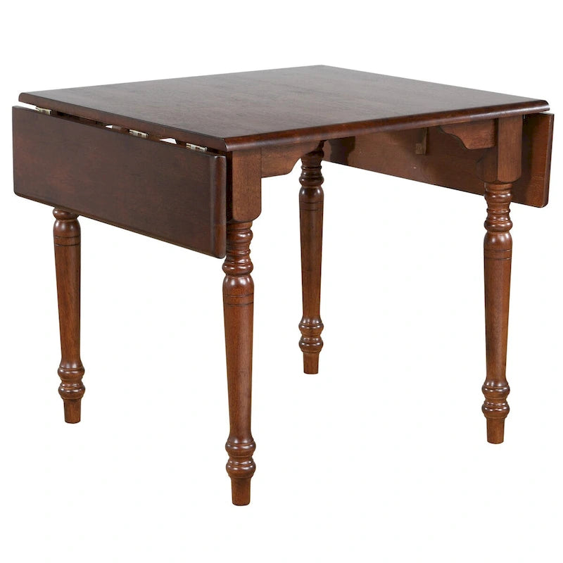 3-Piece Solid Wood Top Distressed Chestnut Brown Dining Table Set with Expandable Drop Leaf and Napoleon Chairs