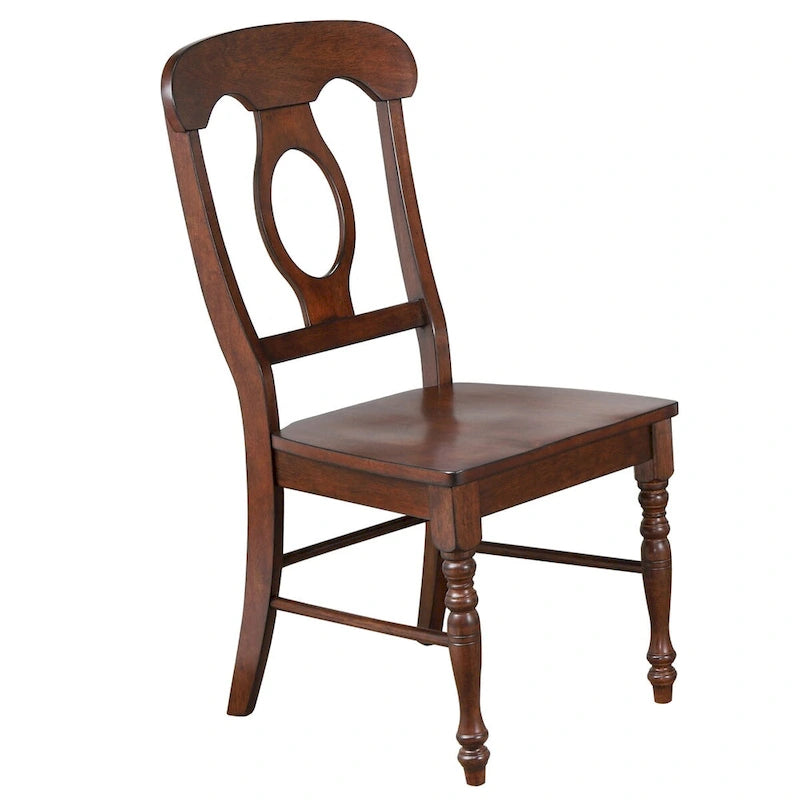 3-Piece Solid Wood Top Distressed Chestnut Brown Dining Table Set with Expandable Drop Leaf and Napoleon Chairs