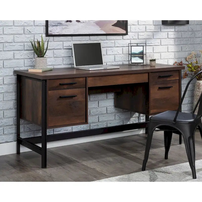 Computer Desk with Storage and Drawers, Barrel Oak