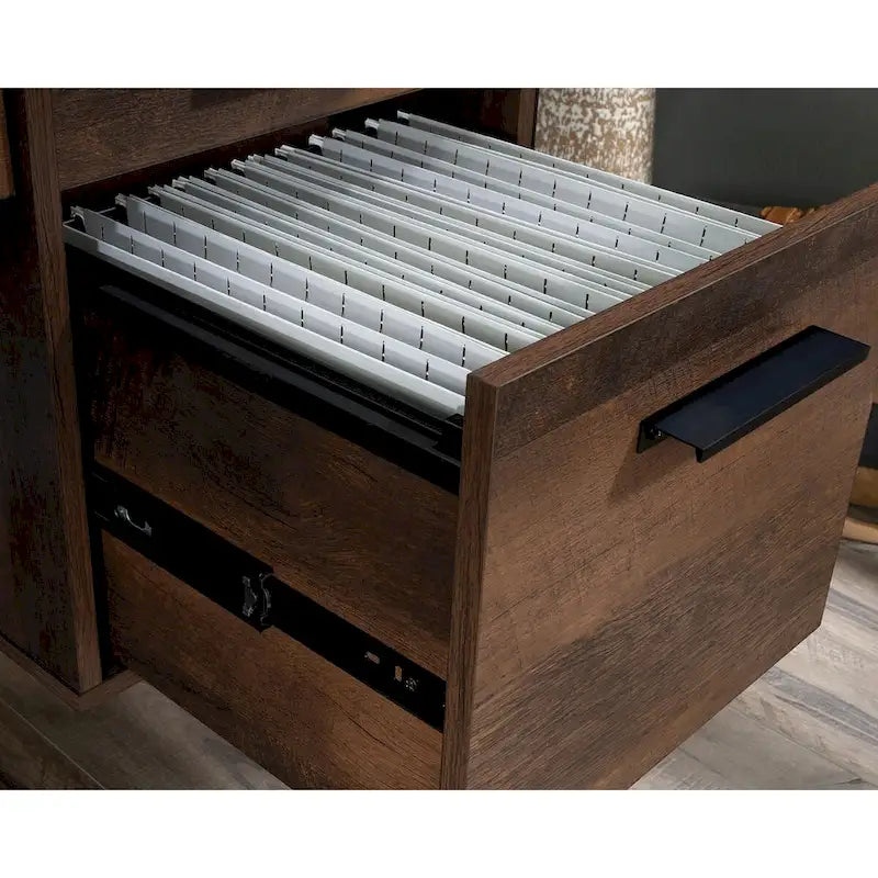 Computer Desk with Storage and Drawers, Barrel Oak