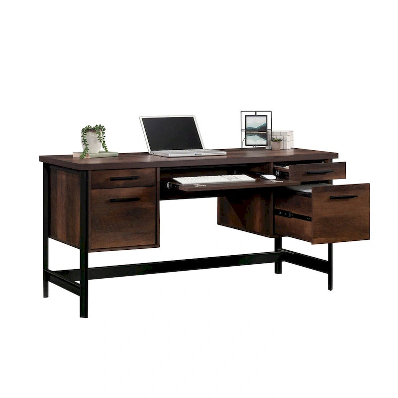 Computer Desk with Storage and Drawers, Barrel Oak