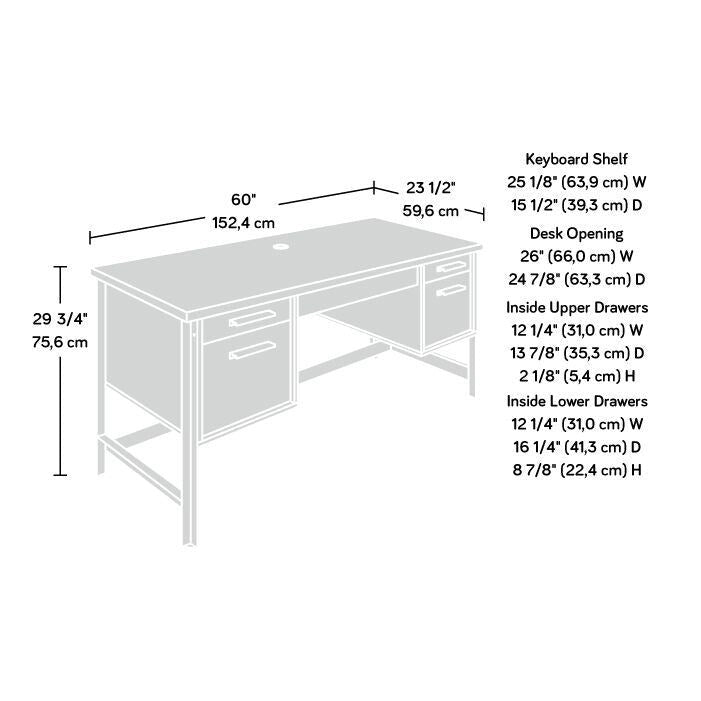 Computer Desk with Storage and Drawers, Barrel Oak