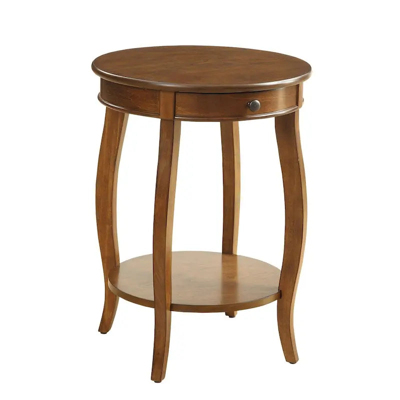Walnut & Black End Tables - 18Dia X 24H