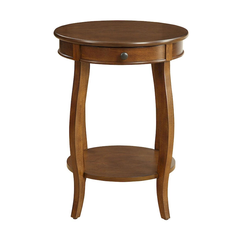 Walnut & Black End Tables - 18Dia X 24H