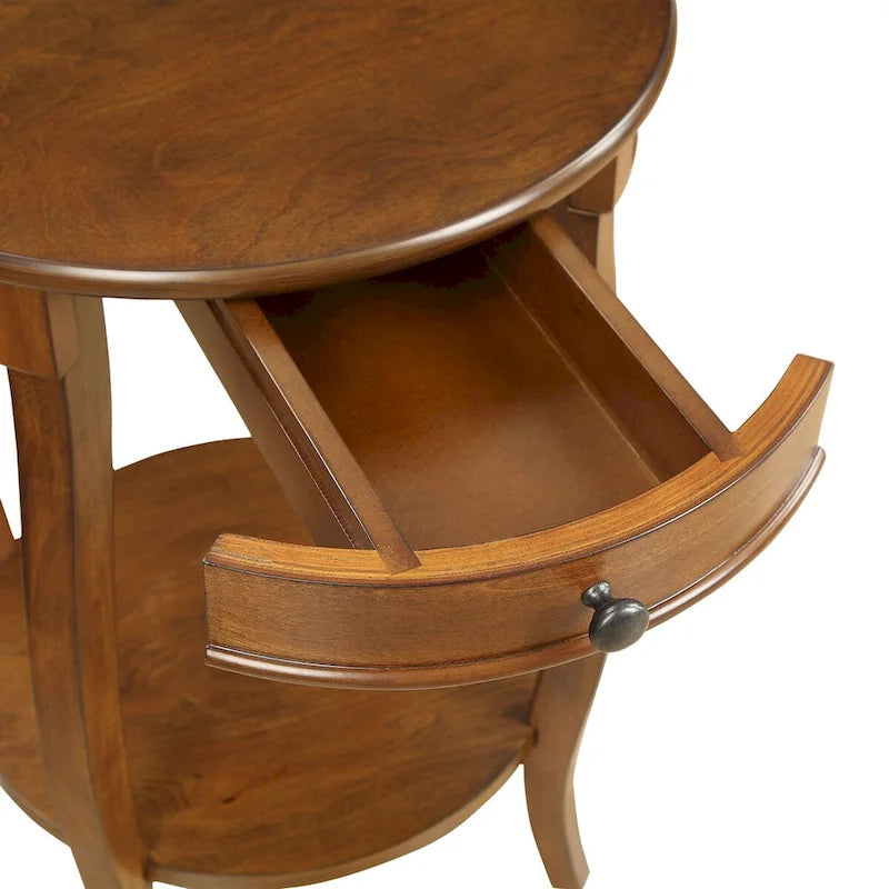 Walnut & Black End Tables - 18Dia X 24H