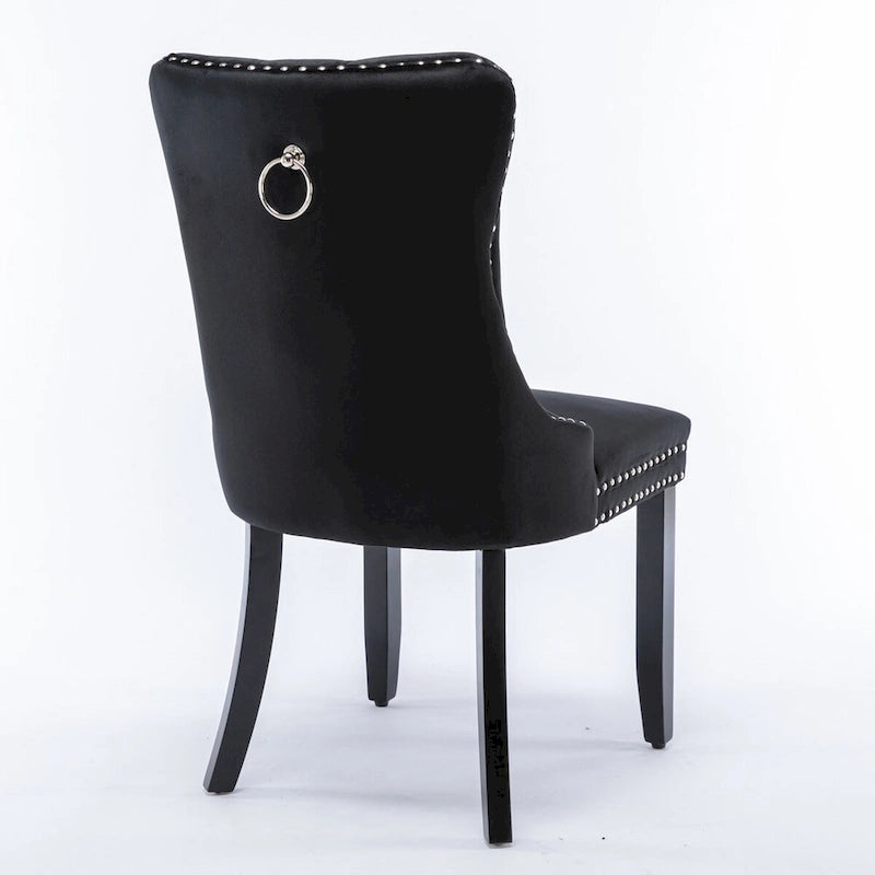 Modern, High-end Tufted Solid Wood Contemporary Velvet Upholstered Dining Chair with Wood Legs Nailhead Trim 2-Pcs Set