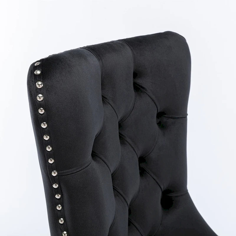 Modern, High-end Tufted Solid Wood Contemporary Velvet Upholstered Dining Chair with Wood Legs Nailhead Trim 2-Pcs Set
