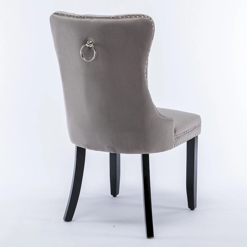Modern, High-end Tufted Solid Wood Contemporary Velvet Upholstered Dining Chair with Wood Legs Nailhead Trim 2-Pcs Set