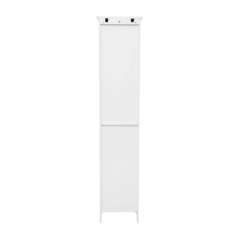 Farmhouse Freestanding Linen Tower with Shelves, Drawer, and Doors