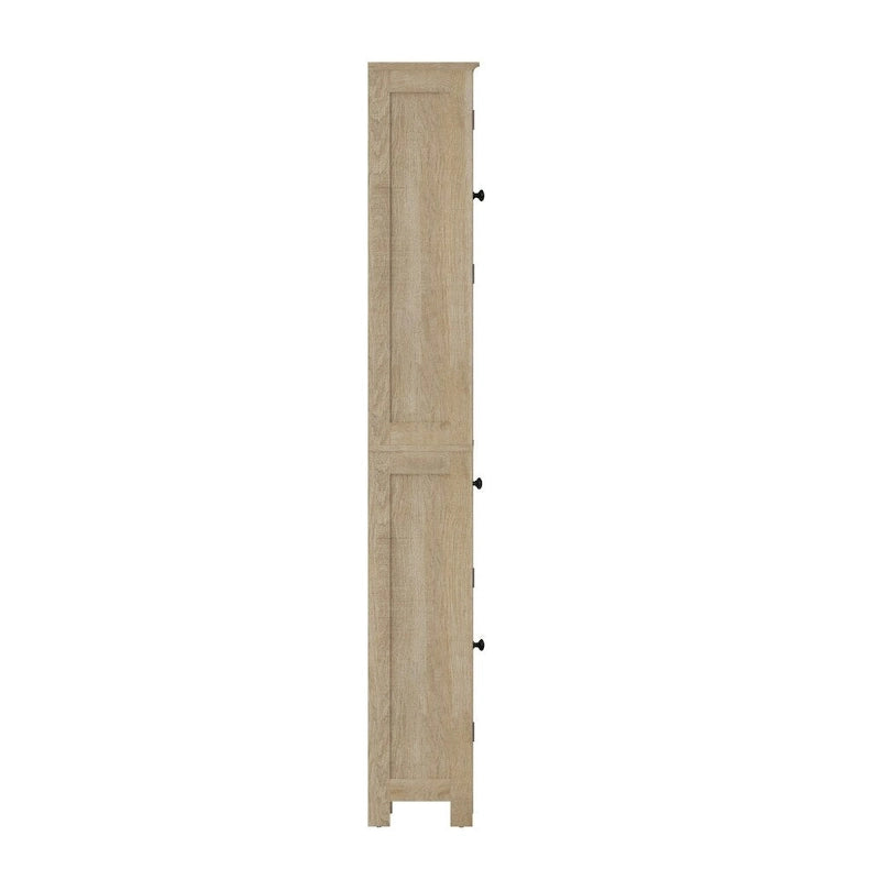 Farmhouse Freestanding Linen Tower with Shelves, Drawer, and Doors