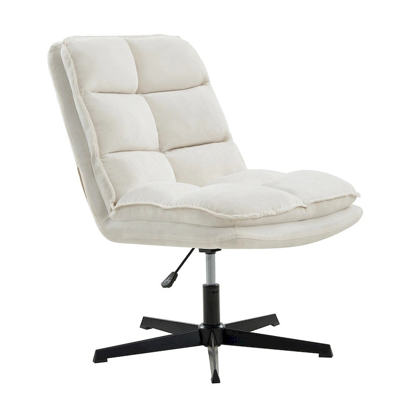 Modern Armless Office Chair Tufted 360 Swivel Upholstered