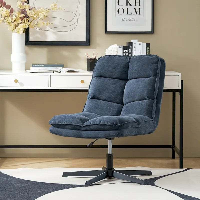 Modern Armless Office Chair Tufted 360 Swivel Upholstered