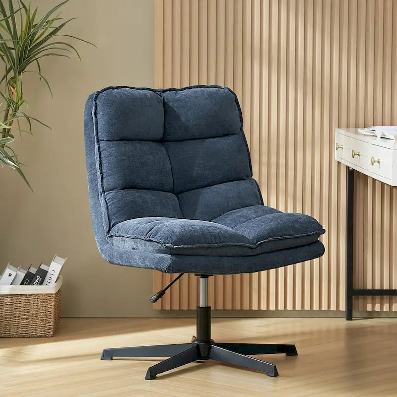 Modern Armless Office Chair Tufted 360 Swivel Upholstered