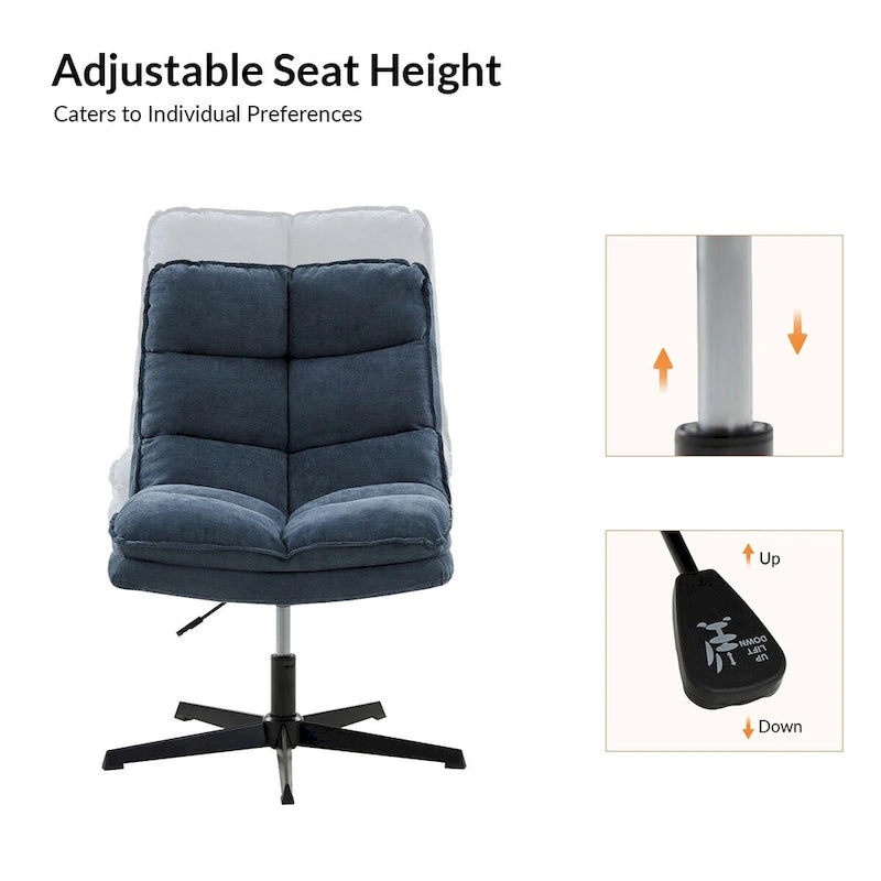 Modern Armless Office Chair Tufted 360 Swivel Upholstered